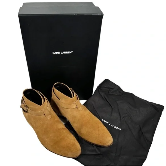 SAINT LAURENT Wyatt Jodhpur Suede Ankle Boots - Picture 12 of 13